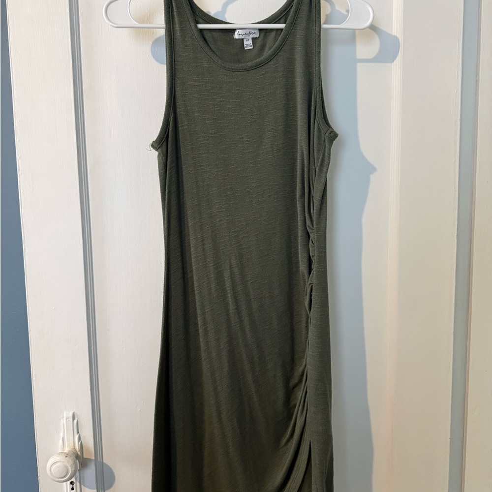 Olive Green Sleeveless Midi Dress